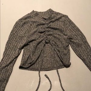 Long sleeve lace up crop top